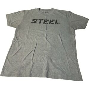 Steel Supplements Gray T-Shirt Men's Size XL Athletic Weightlifting Workout